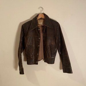 Genuine Leather Vintage 1950s Motorcycle Jacket FREE SHIPPING